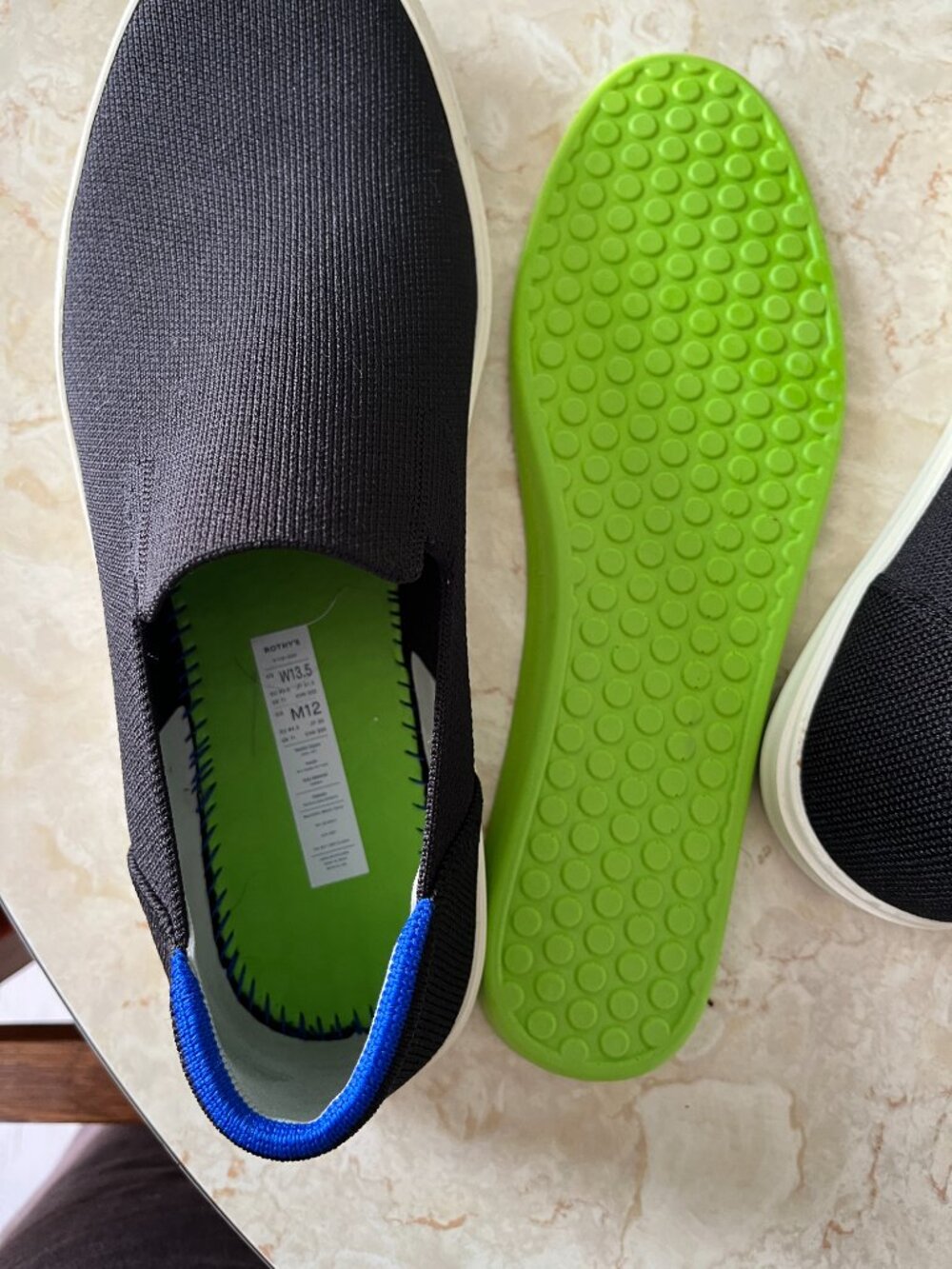 Rothy's Men's Sz 12 Original Slip On Sneaker in Black - Picture 10 of 13